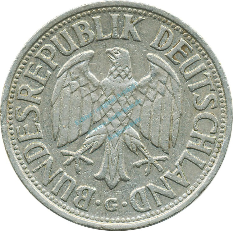 1 Mark Kursmmünze 1955 G -Bundesrepublik Deutschland- s-ss , J.385 -0709-