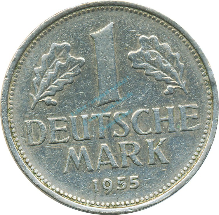 1 Mark Kursmmünze 1955 G -Bundesrepublik Deutschland- s-ss , J.385 -0710-