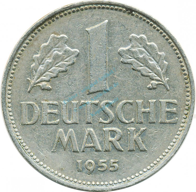1 Mark Kursmmünze 1955 G -Bundesrepublik Deutschland- s-ss , J.385 -0711-