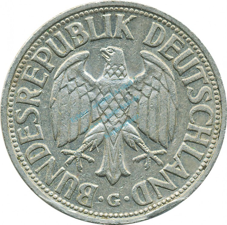 1 Mark Kursmmünze 1955 G -Bundesrepublik Deutschland- s-ss , J.385 -0711-