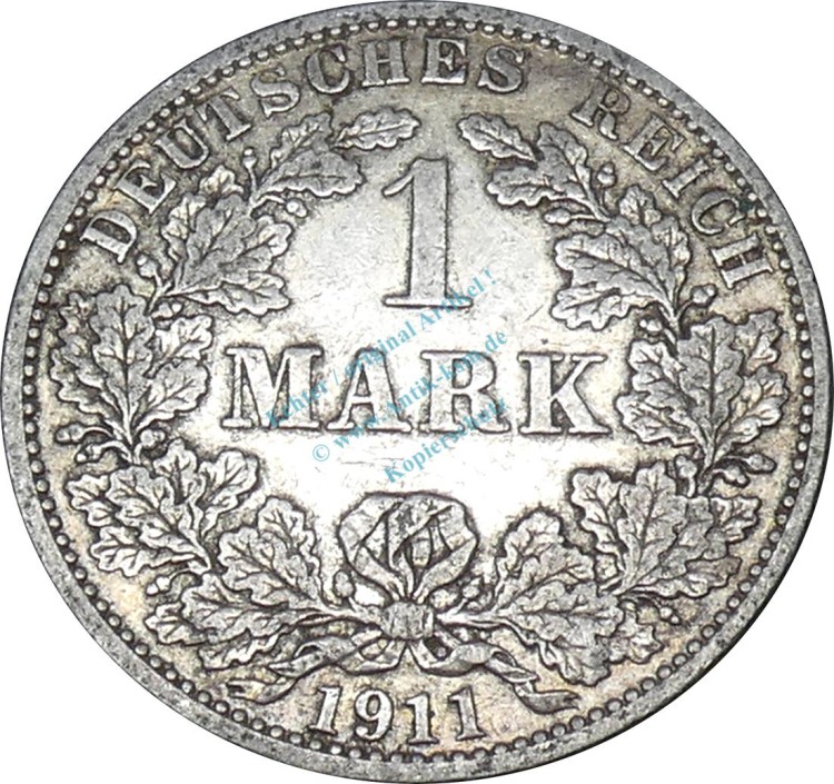 1 Mark Münze 1911 A -deutsches Kaiserreich gr. Adler- ss-vz , J.17 -0652-