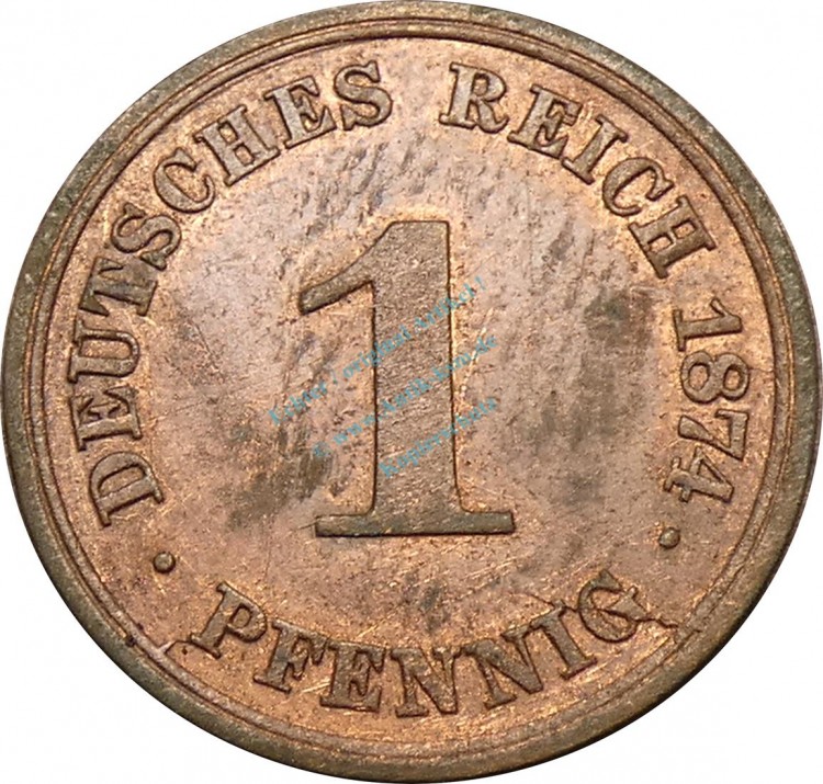 1 Pfennig Kursmünze 1874 A -Deutsches Kaiserreich- ss , J.1 -0753-