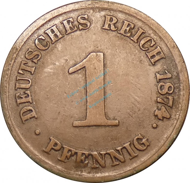 1 Pfennig Kursmünze 1874 H -Deutsches Kaiserreich- s-ss , J.1 -0754-