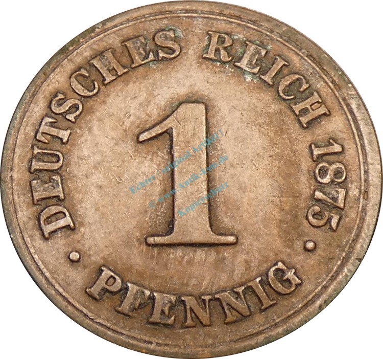 1 Pfennig Kursmünze 1875 B -Deutsches Kaiserreich- s-ss , J.1 -0758-