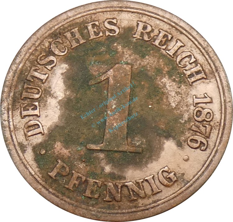 1 Pfennig Kursmünze 1876 D -Deutsches Kaiserreich- ss , J.1 -0772-