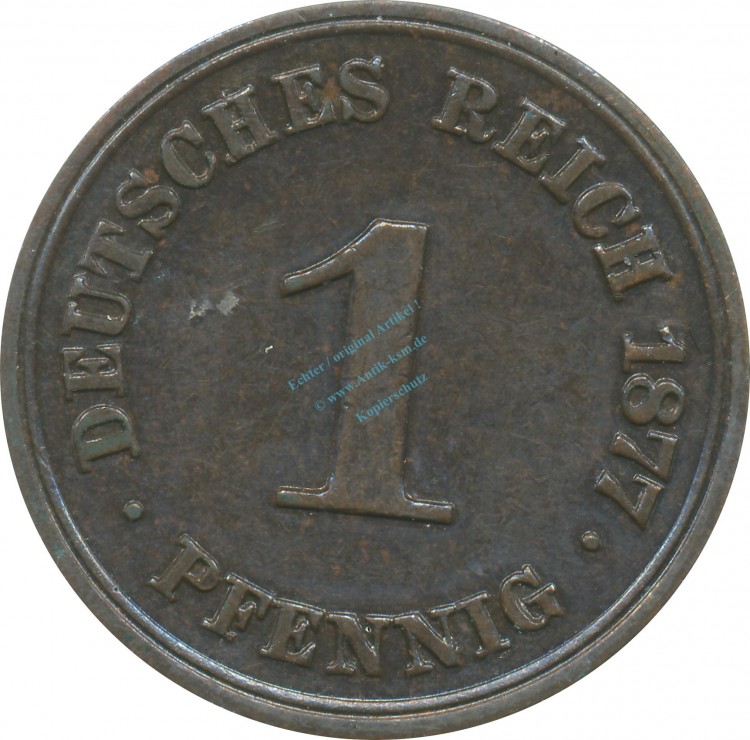 1 Pfennig Kursmünze 1877 A -deutsches Kaiserreich- ss-vz , J.1 -0716-