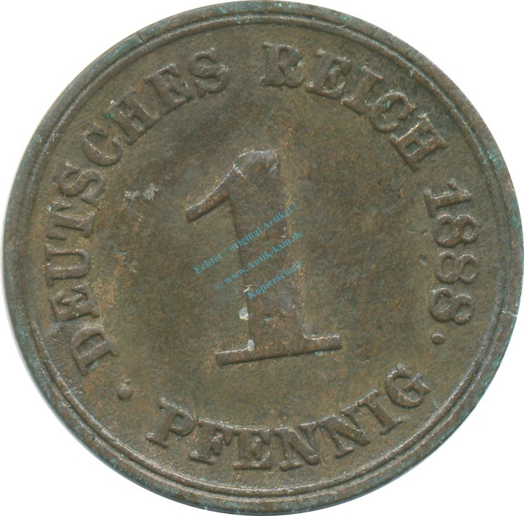 1 Pfennig Kursmünze 1888 F -deutsches Kaiserreich- s-ss , J.1 -0720-