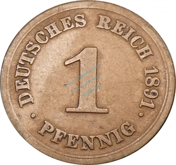 1 Pfennig Kursmünze 1891 E -deutsches Kaiserreich- ss-vz , J.10 -0725-