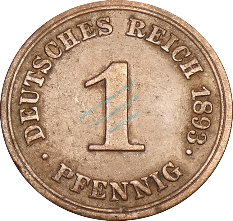 1 Pfennig Kursmünze 1893 E -deutsches Kaiserreich- ss , J.10 -0730-