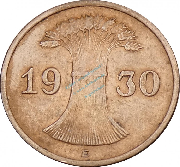 1 Pfennig Kursmünze 1930 E -deutsches Reich- ss-vz , J.313 -0726-