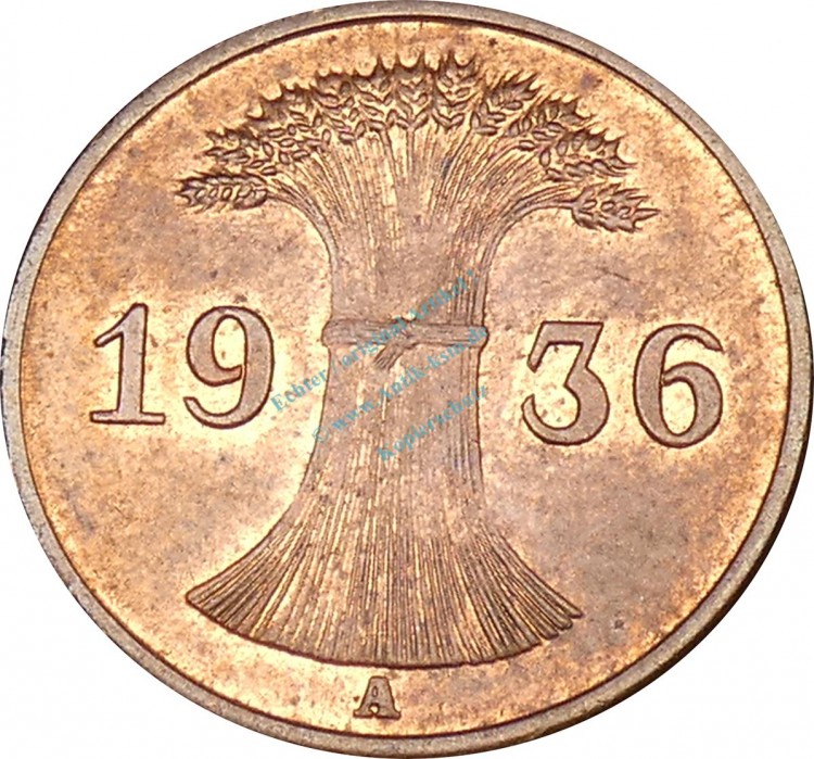 1 Pfennig Kursmünze 1936 A -Deutsches Reich- ss-vz , J.313 -0774-