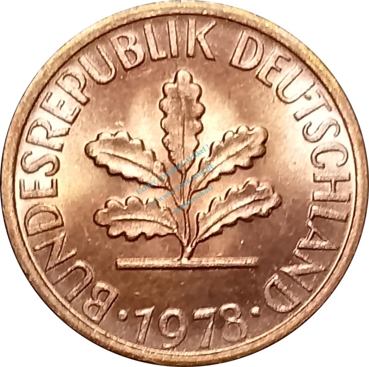 1 Pfennig Kursmmünze 1978 G -Bundesrepublik Deutschland- ss-vz , J.380 -0672-