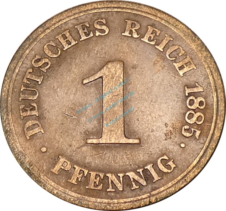 1 Reichs Pfennig Kursmünze 1885 A -Deutsches Kaiserreich- s , J.1 -0780-
