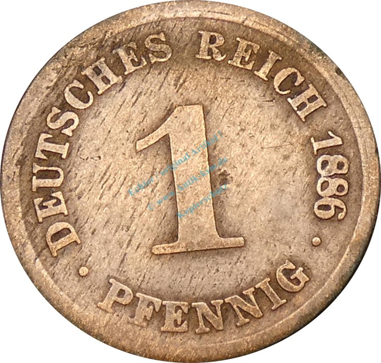 1 Reichspfennig Kursmünze 1886 D -Deutsches Kaiserreich- s , J.1 -0783-