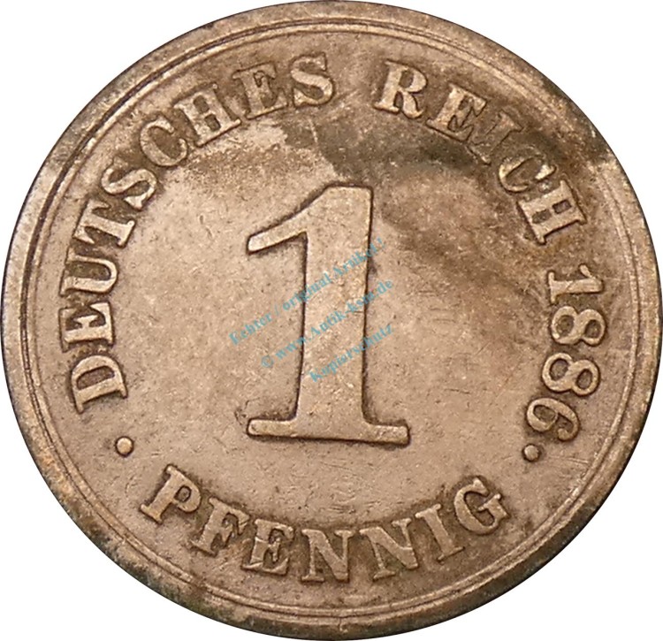 1 Reichspfennig Kursmünze 1886 E -Deutsches Kaiserreich- s-ss , J.1 -0782-