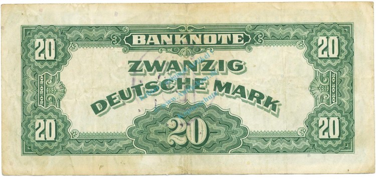 20 Mark Schein -B Stpl- gbr 1948 WBZ-18, Ros.241, P.6.b-d , Bank deutscher Länder -1291-