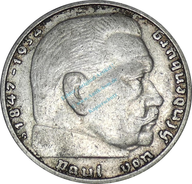 2 Mark Kursmünze -Hindenburg- 1937 J -deutsches Reich- ss-vz J.366 -0813-
