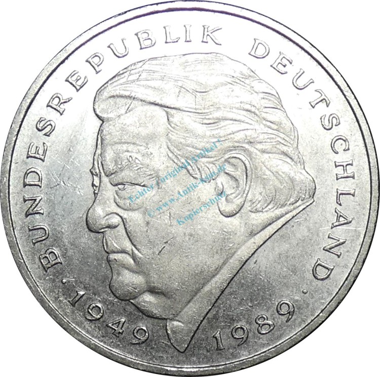 2 Mark Kursmmünze 1990 D -BRD Franz-Josef Strauß- ss-vz , J.450 -0680-