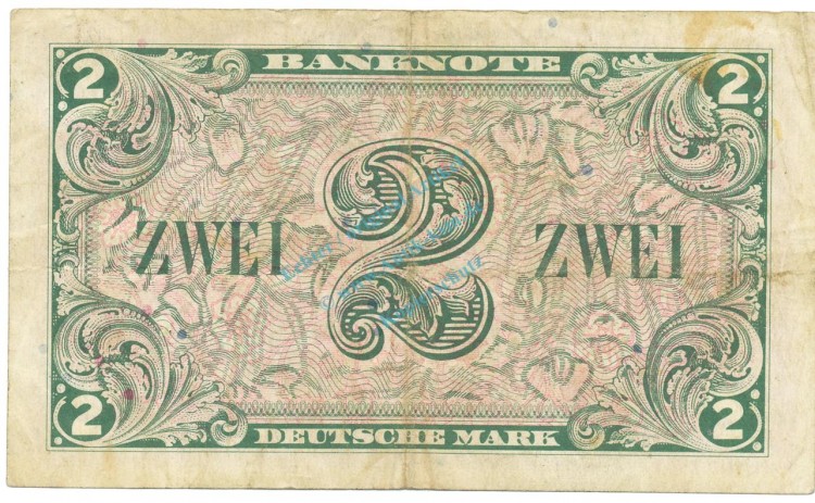 2 Mark Schein -A...B- gbr. 1948 WBZ-3, Ros.234, P.3.a , Bank deutscher Länder -1296-