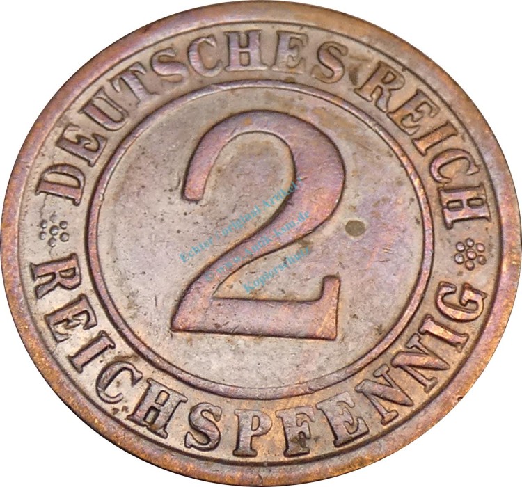 2 Pfennig Kursmünze 1925 G -Deutsches Reich- ss-vz , J.314 -0764-
