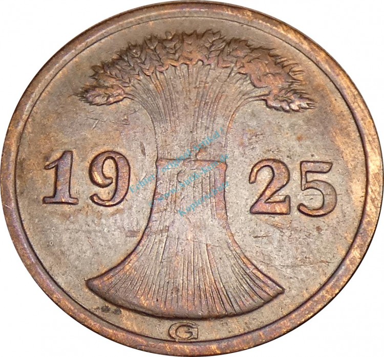 2 Pfennig Kursmünze 1925 G -Deutsches Reich- ss-vz , J.314 -0764-