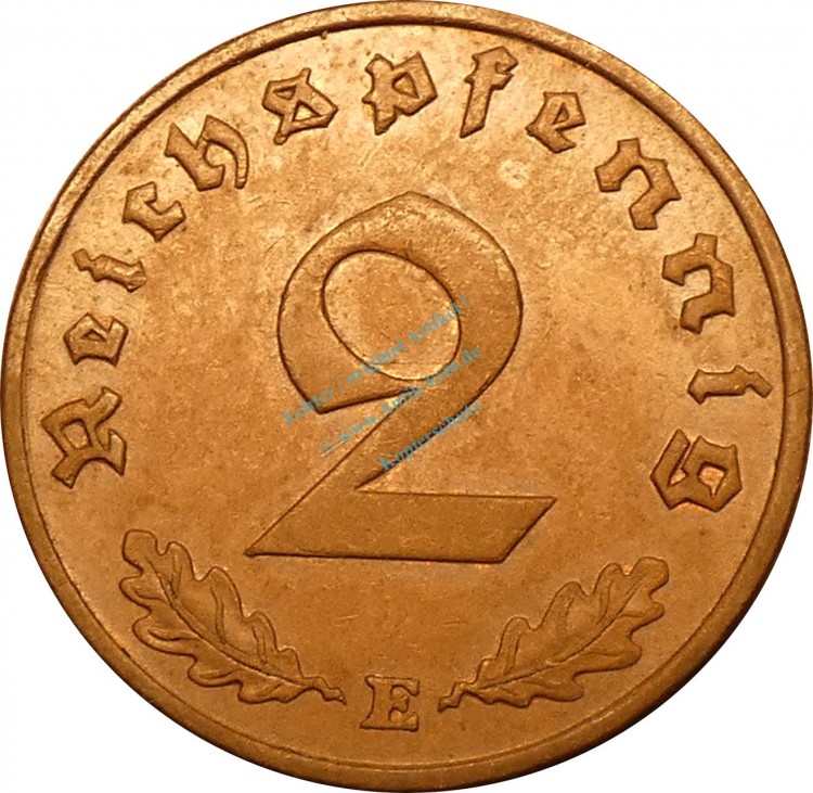2 Pfennig Kursmünze 1937 E -Drittes Reich- ss-vz , J.362 -0736-