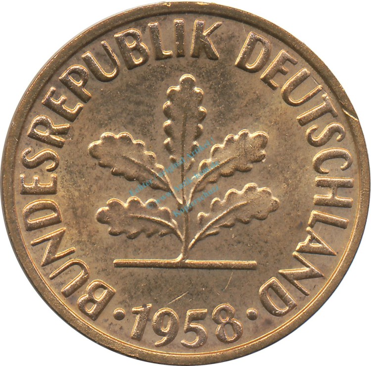 2 Pfennig Kursmmünze 1958 F -Bundesrepublik Deutschland- ss-vz , J.381 -0686-