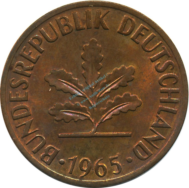 2 Pfennig Kursmmünze 1965 D -Bundesrepublik Deutschland- ss-vz , J.381 -0703-