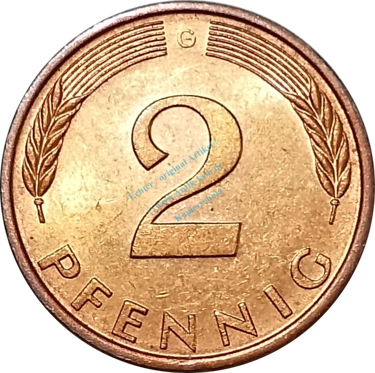 2 Pfennig Kursmmünze 1979 G -Bundesrepublik Deutschland- ss-vz , J.381 -0673-