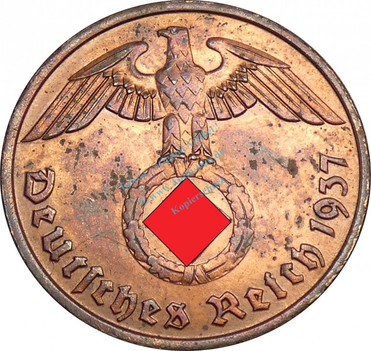 2 Reichspfennig Kursmünze 1937 A -Deutsches Reich- ss-vz , J.362 -0771-