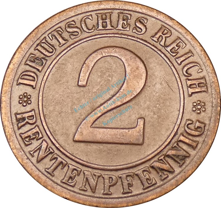 2 Rentenpfennig Kursmünze 1923 G -Deutsches Reich- ss-vz , J.307 -0776-