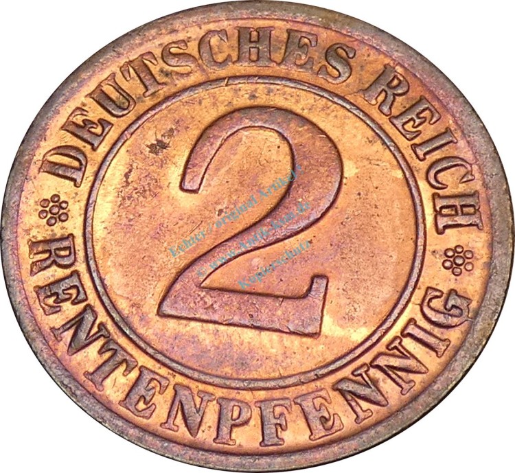 2 Rentenpfennig Kursmünze 1924 D -Deutsches Reich- ss-vz , J.307 -0765-