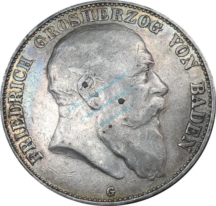 5 Mark Kursmünze 1907 -Friedrich Grosherzog von Baden- ss J.33 -0902-