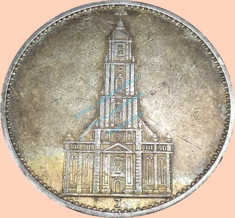 5 Mark Münze -Garnisonskirche- 1934 J -deutsches Reich- s-ss J.357 -0923-
