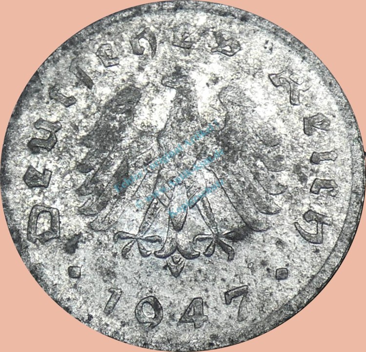5 Pfennig Münze -Deutsches Reich- 1947 D -Ohne HK- s-ss J.374 -0961-