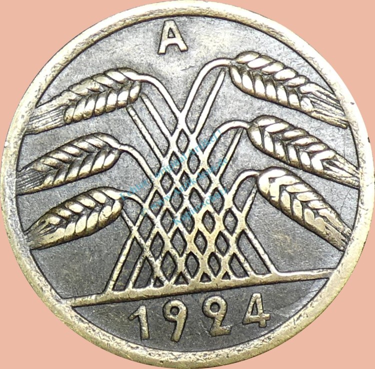 50 Rentenpfennig Münze Weimarer Republik 1924 A -Berlin- ss-ss. J.310 -0957-