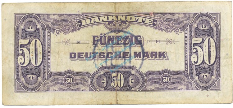 50 Mark Schein -B Stpl- gbr 1948 WBZ-19, Ros.243, P.7.b-d , Bank deutscher Länder -1290-