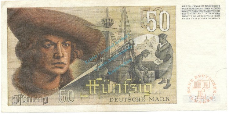 50 Mark Schein L-gbr 1948 BRD-2, Ros.254, P.14.a , Bank deutscher Länder -1288-