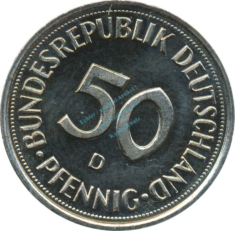 50 Pfennig Kursmmünze 1994 D -Bundesrepublik Deutschland- vz-stgl , J.384 -0688-