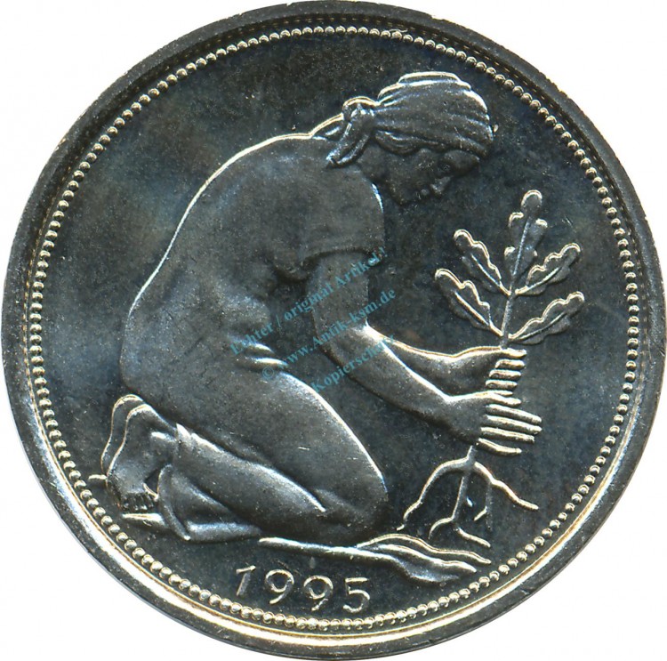 Vorlage DMZ - ORIGINALBILD50 Pfennig Kursmmünze 1995 D -Bundesrepublik Deutschland- vz-stgl , J.384 -0689-