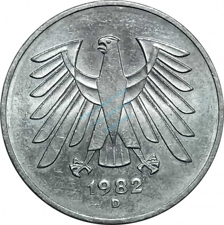 5 Mark Kursmmünze 1982 D -Bundesrepublik Deutschland- ss-vz , J.415 -0670