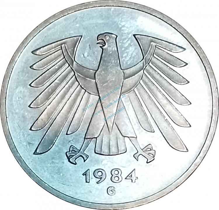 5 Mark Kursmmünze 1984 G -Bundesrepublik Deutschland- ss-vz , J.415 -0667