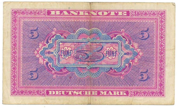 5 Mark Schein -Kopfgeld- gbr. 1948 WBZ-4, Ros.236, P.4.a , Bank deutscher Länder -1295-