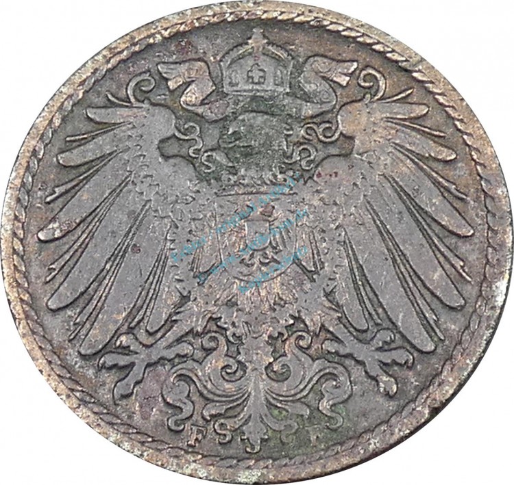 5 Pfennig Kursmünze -gr. Adler- 1894 F -deutsches Kaiserreich- s-ss J.12 -0873-