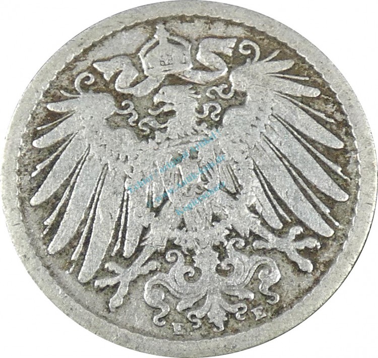 5 Pfennig Kursmünze -gr. Adler- 1895 E -deutsches Kaiserreich- s-ss J.12 -0875-