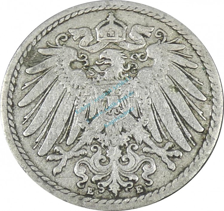 5 Pfennig Kursmünze -gr. Adler- 1896 E -deutsches Kaiserreich- ss J.12 -0877-