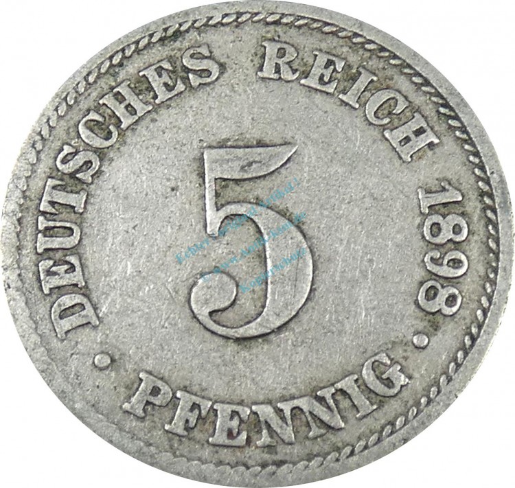5 Pfennig Kursmünze -gr. Adler- 1898 J -deutsches Kaiserreich- s-ss J.12 -0881-