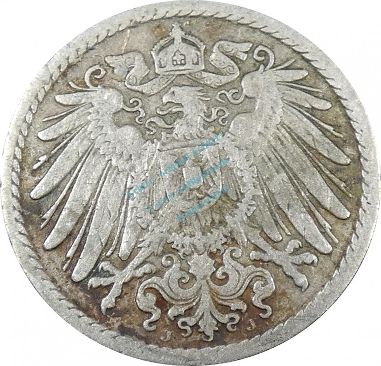 5 Pfennig Kursmünze -gr. Adler- 1901 J -deutsches Kaiserreich- s-ss J.12 -0883-