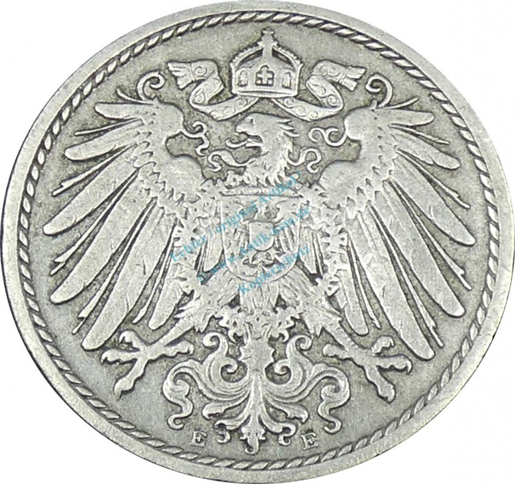 5 Pfennig Kursmünze -gr. Adler- 1903 E -deutsches Kaiserreich- ss-vz J.12 -0885-