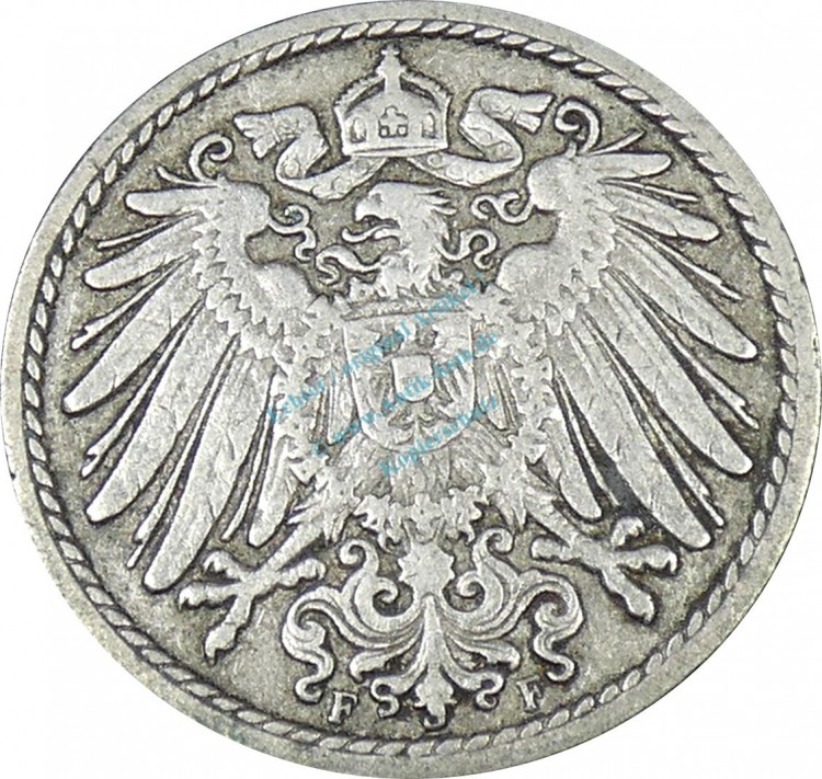 5 Pfennig Kursmünze -gr. Adler- 1903 F -deutsches Kaiserreich- ss-vz J.12 -0886-